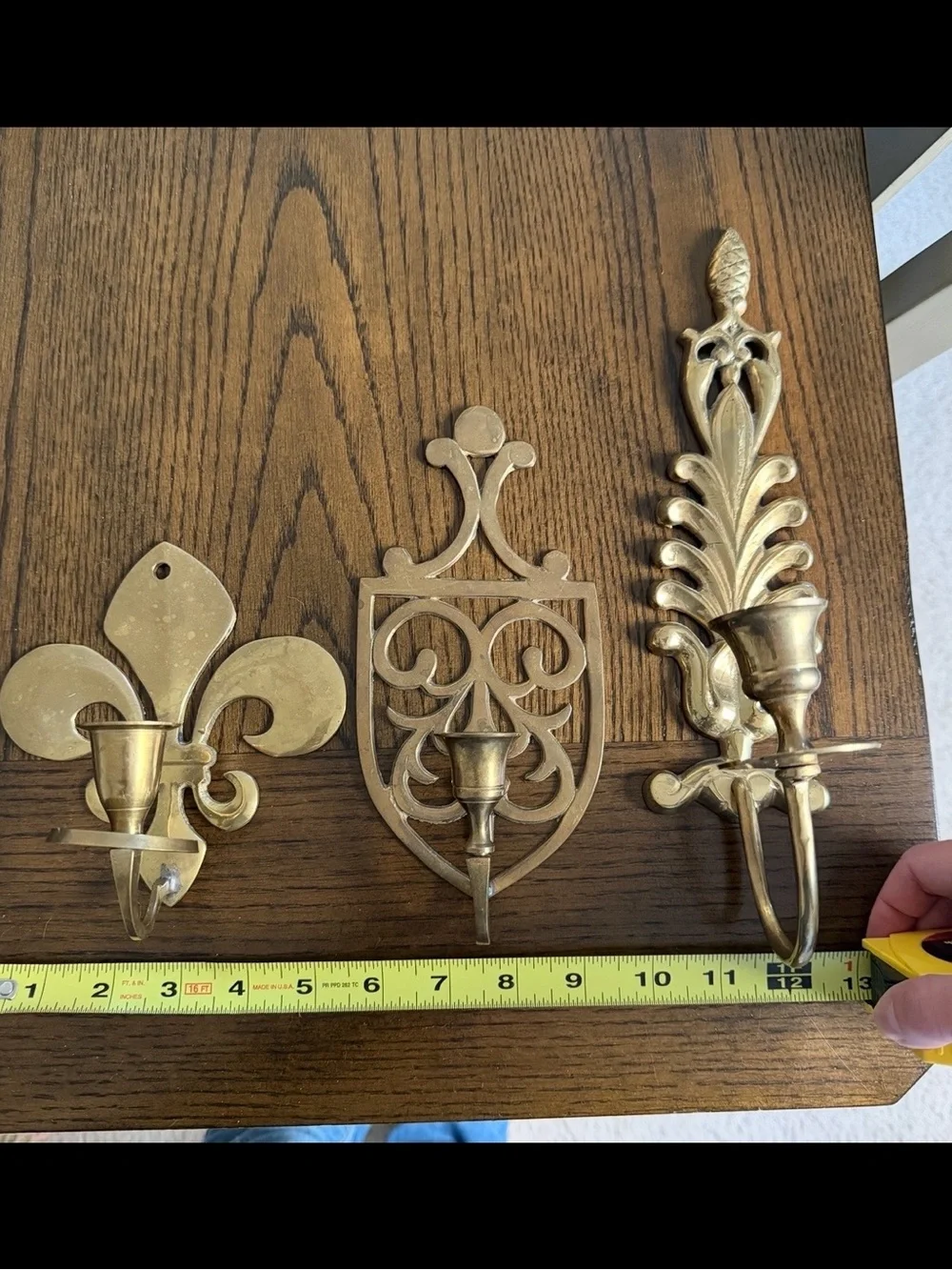 Vintage Wall Sconces Set of 3 Brass Gold Tone